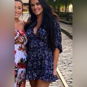 Navy Shiny floral dress